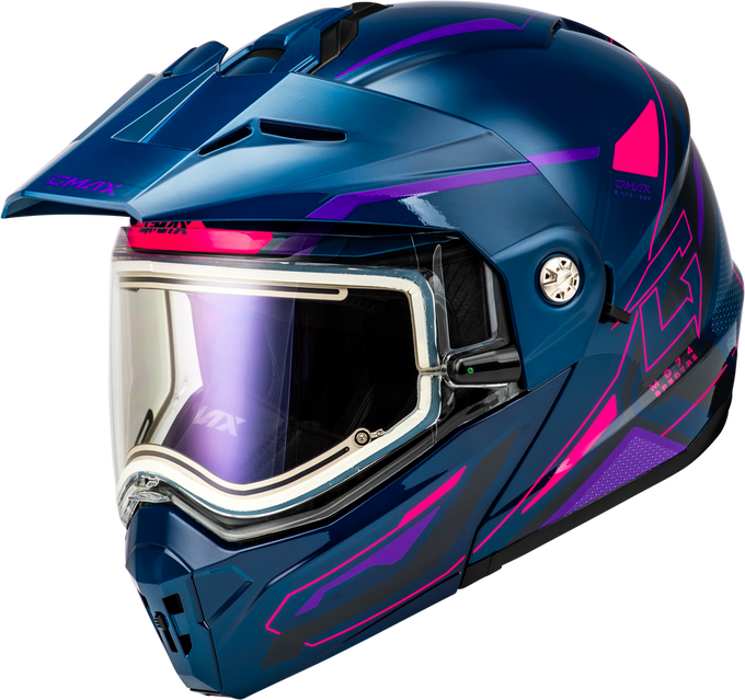 MD-74S SPECTRE SNOW HELMET W/ ELEC SHLD BLUE/PINK/PURPLE 2X