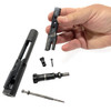 designed specifically to clean carbon and fouling from the bolt carrier assembly area of MSR/AR style rifles. This quick-clean tool scrapes fouling from the bolt, bolt carrier and firing pin.
