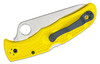 The Pacific Salt 2 epitomizes Spyderco's relentless pursuit of Constant Quality Improvement (CQI) in everything they do. It combines the ultra-corrosion-resistant qualities of H2 blade steel with the refined ergonomics and four-position pocket clip of the best-in-class Endura 4 Lightweight. Its linerless construction also further reduces the knife's weight and its vulnerability to corrosion. This version of the Pacific Salt 2 features a bright yellow handle that is easy to see in and around the water with a choice of a PlainEdge or fully serrated SpyderEdge blade.The Pacific Salt 2 epitomizes Spyderco's relentless pursuit of Constant Quality Improvement (CQI) in everything they do. It combines the ultra-corrosion-resistant qualities of H2 blade steel with the refined ergonomics and four-position pocket clip of the best-in-class Endura 4 Lightweight. Its linerless construction also further reduces the knife's weight and its vulnerability to corrosion. This version of the Pacific Salt 2 features a bright yellow handle that is easy to see in and around the water with a choice of a PlainEdge or fully serrated SpyderEdge blade.