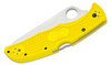 The Pacific Salt 2 epitomizes Spyderco's relentless pursuit of Constant Quality Improvement (CQI) in everything they do. It combines the ultra-corrosion-resistant qualities of H2 blade steel with the refined ergonomics and four-position pocket clip of the best-in-class Endura 4 Lightweight. Its linerless construction also further reduces the knife's weight and its vulnerability to corrosion. This version of the Pacific Salt 2 features a bright yellow handle that is easy to see in and around the water with a choice of a PlainEdge or fully serrated SpyderEdge blade.