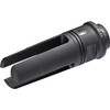 The advanced SureFire SF3P-556-1/2-28 three-prong flash hider, which fits M4/M16 weapons and variants with 1/2x28 muzzle threads, features a patent-pending design that greatly reduces muzzle flash-typically greater than 99%-when compared with a plain muzzle. Boasting robust tines built to withstand the rigors of combat, the SF3P-556-1/2-28 also serves as a rock-solid mounting adapter for SureFire SOCOM Series 5.56 mm Fast-Attach(R) suppressors, the SOCOM556-RC model having placed first in the most extensive and rigorous suppressor testing ever conducted by US Special Operations Command. Precision machined from US mill-certified heat-treated stainless steel bar stock-and including high-precision single-point cut threads for optimum thread interface-the SF3P-556-1/2-28 flash hider is given a black Ionbond DLC coating to provide maximum protection under harsh environmental conditions and to facilitate cleaning, even after extreme use. When used in conjunction with a SureFire SOCOM Series suppressor, the patent-pending design of the SF3P-556-1/2-28 provides multiple bearing surfaces to ensure superior suppressor alignment and to prevent the audible ringing of tines inside the suppressor. A rear labyrinth seal minimizes potential carbon buildup in the indexing system and facilitates suppressor removal after extended firing. SureFire flash hiders are individually inspected for concentricity and alignment and are covered by SureFire's No-Hassle Guarantee.