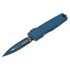 Microtech 1270-1WBLS Luminary ZBP D/E - Signature Series - Tritium Button Insert - Weathered Blue Handle - Cerakote Blade