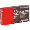 Aguila 40 S&W Ammo 180 Grain Full Metal Jacket Flat Nose - 1000 Rounds