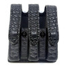 Safariland Model 777 Glock 17/22 Triple Magazine Pouch, Basketweave Leather, Police Trade