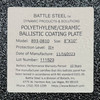 Battle Steel Level III+ Polyethylene/Ceramic Hard Armor Plate, 8"x10", Model 893-0810,  New/Old Stock