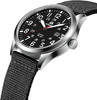 Military Sport Analog Quartz Nylon Strap Waterproof Silver/Black/Black Watch