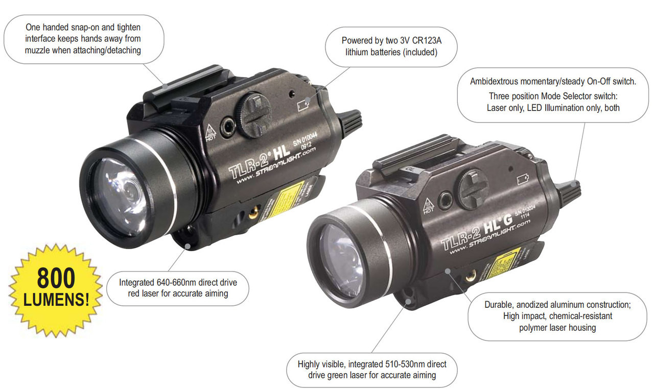 Streamlight 69265 TLR-2 HL G WeaponLight w/Green Laser 800