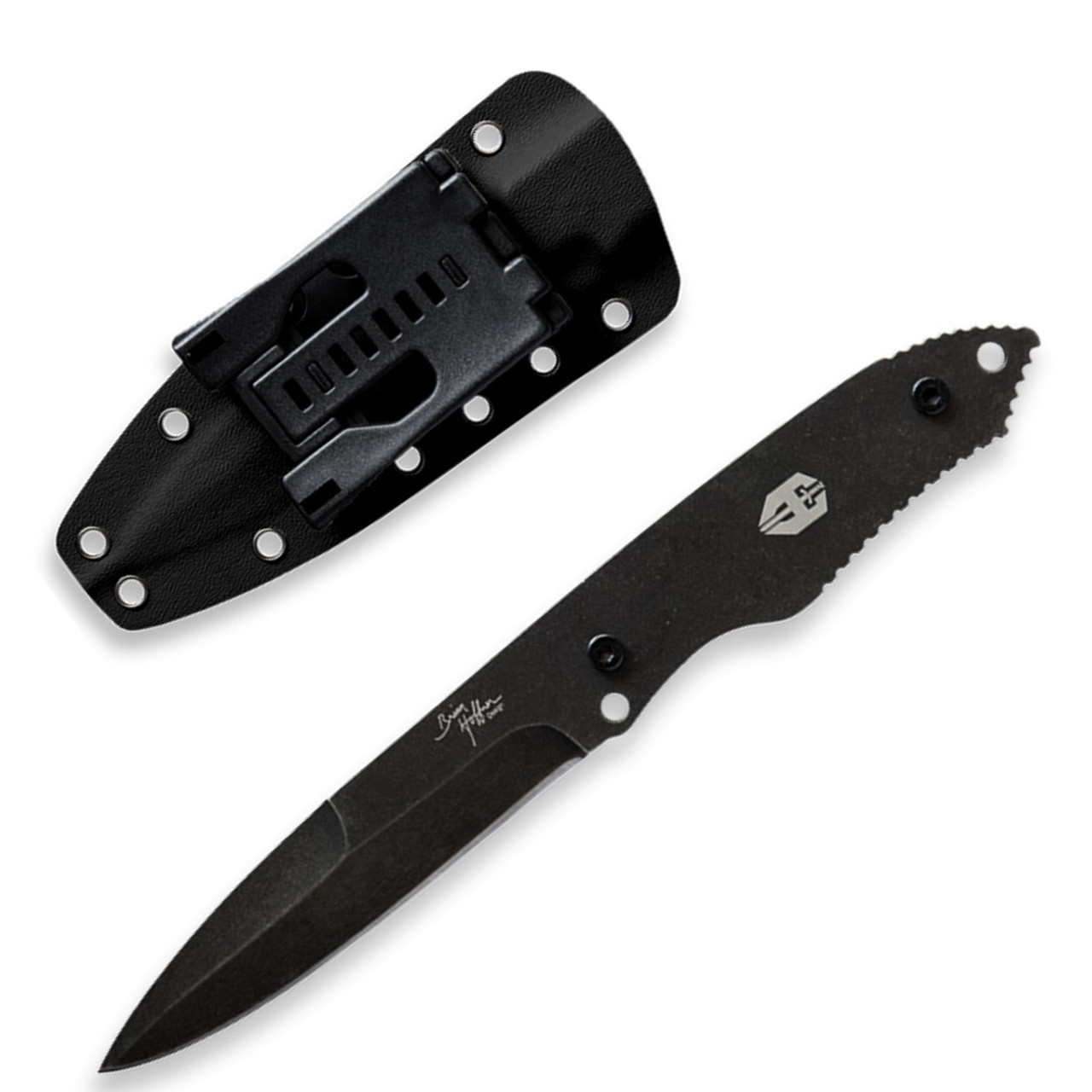 Hoffner Hand Spears Fixed Blade Knives w/ Sheaths - Black Grip w/ Plain ...