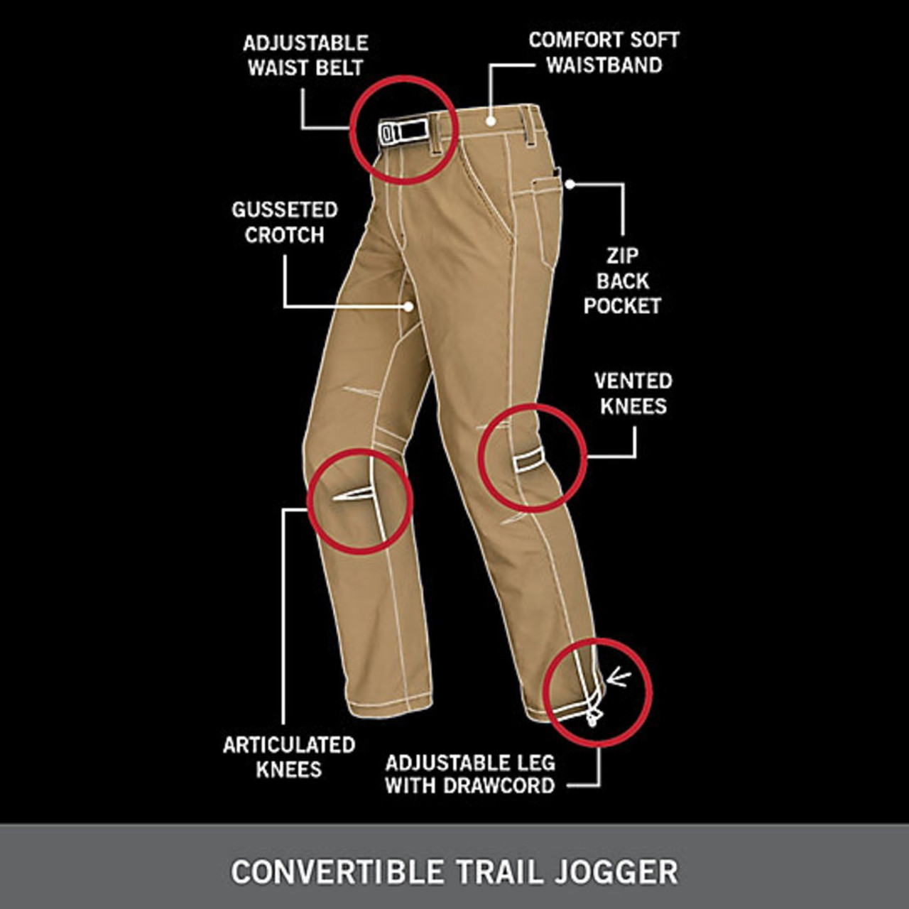 Wrangler All Terrain Gear Men's Convertible Trail Jogger Pants