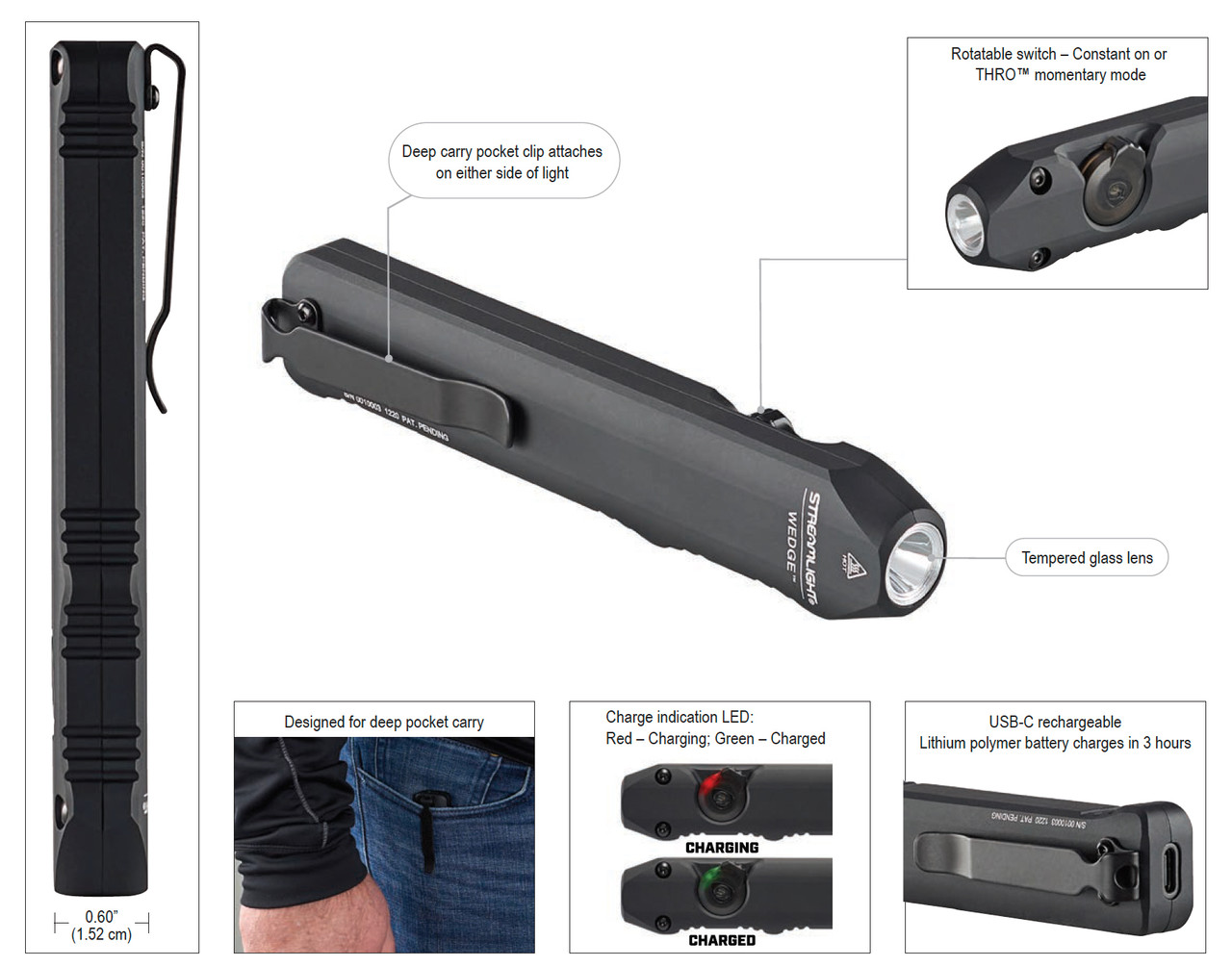 STREAMLIGHT WEDGE コヨーテ 1000ルーメン Streamlight Wedge USB-C Rechargeable Flashlight Coyote (1000