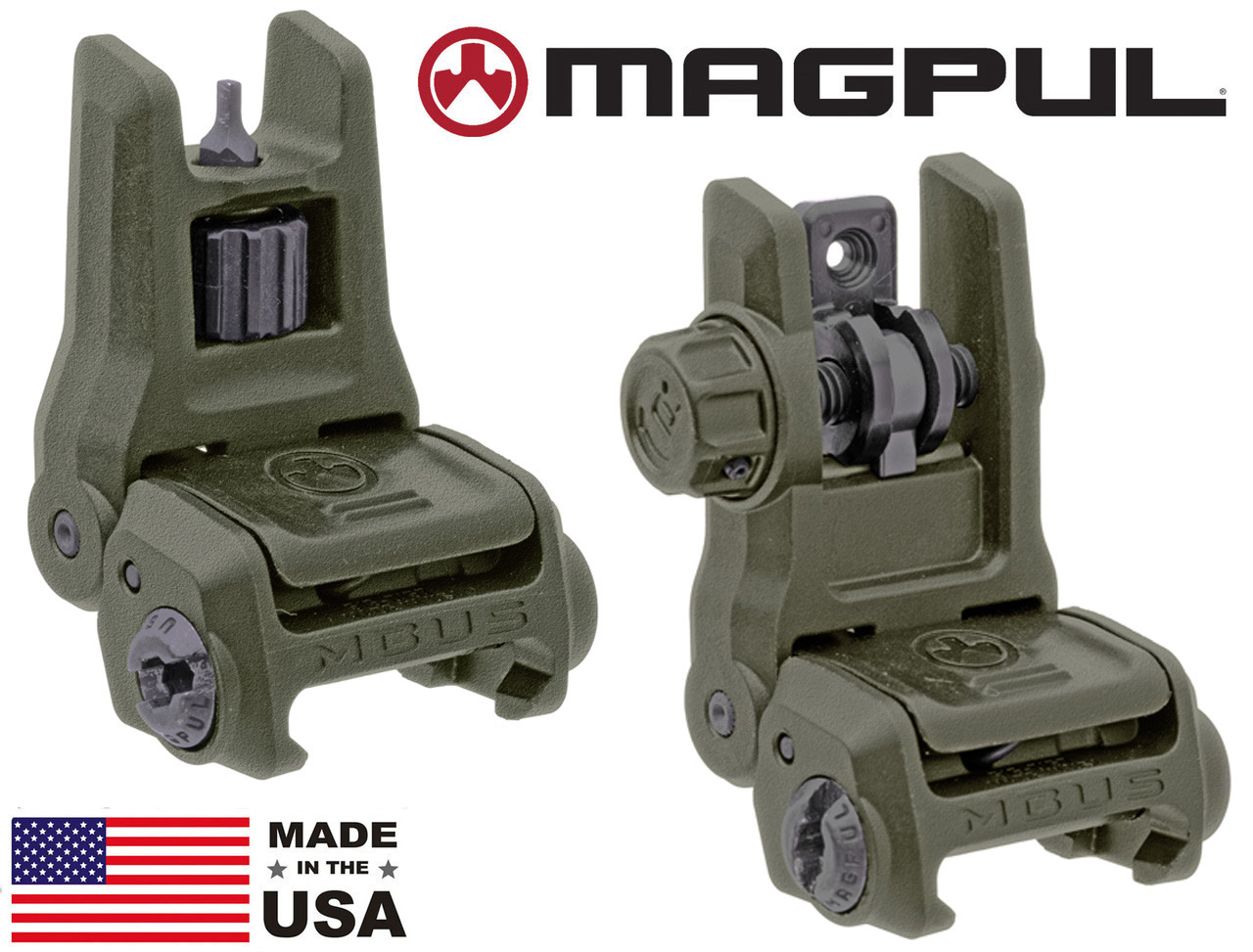 Magpul MBUS 3 Front & Rear Sight Set OD-Green - Botach®