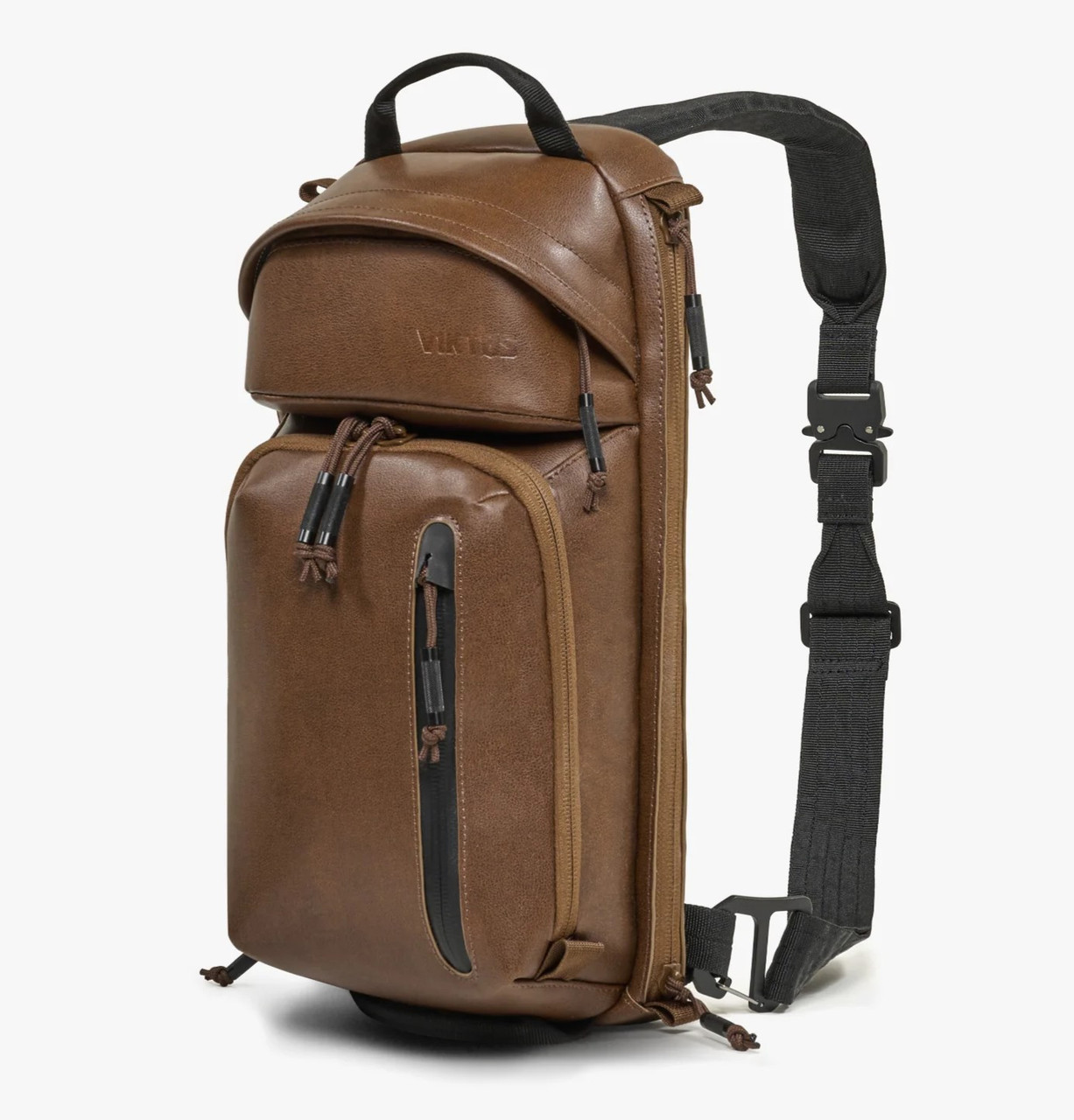 Leather Sling Bag with indigo print fabric - directcreate.com