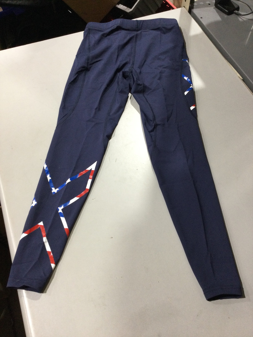 Open Box 2XU Men's Core Navy USA Stars Stripes Compression Tights OB#98-M3