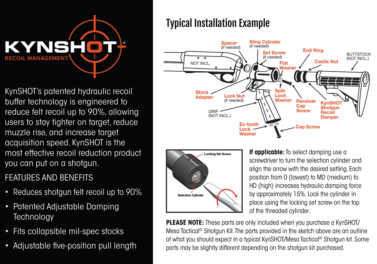 Kynshot RB51000 Hydraulic Recoil Buffer System For Remington 870