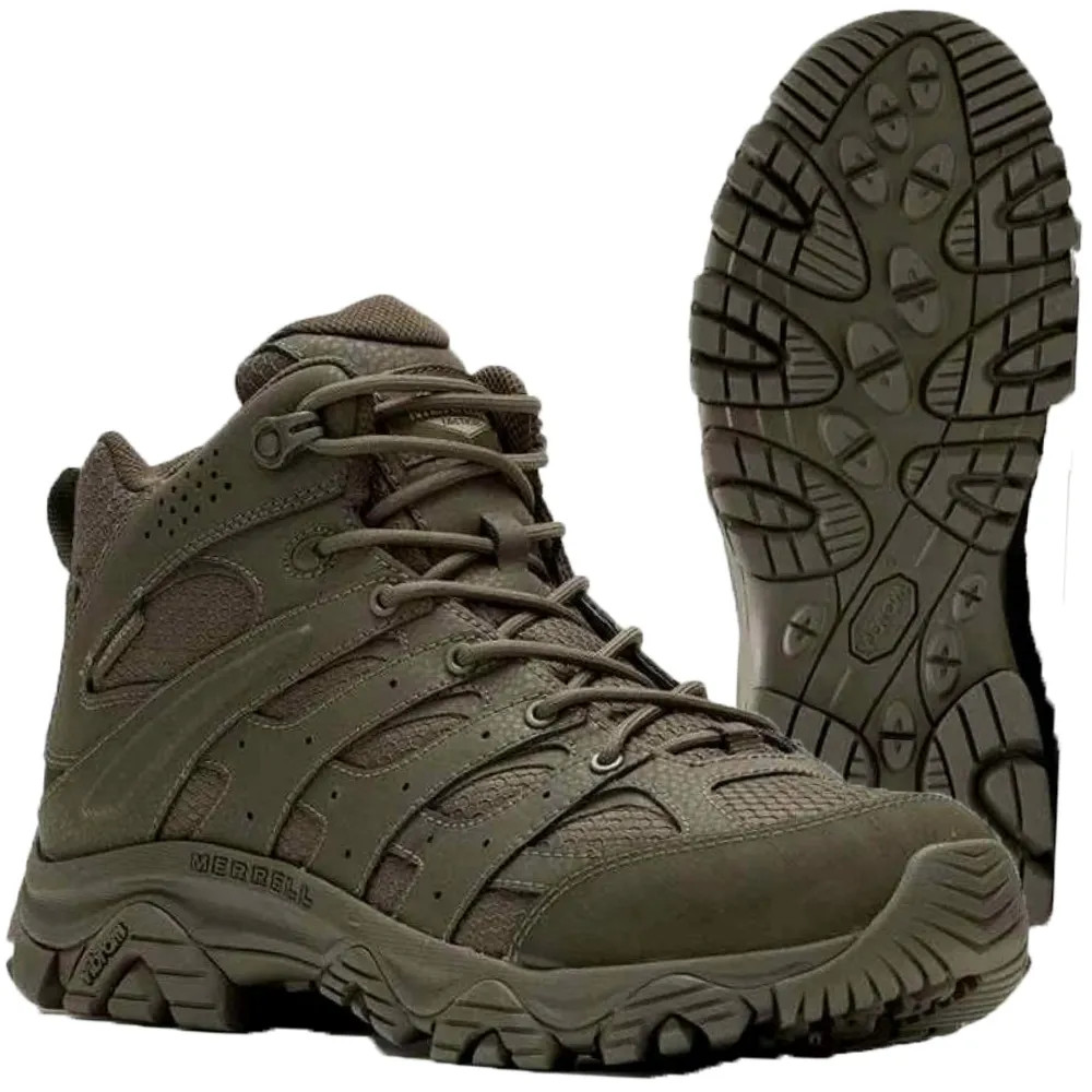 Merrell Men's Moab 3 Mid Tactical Waterproof Olive Boot On Sale