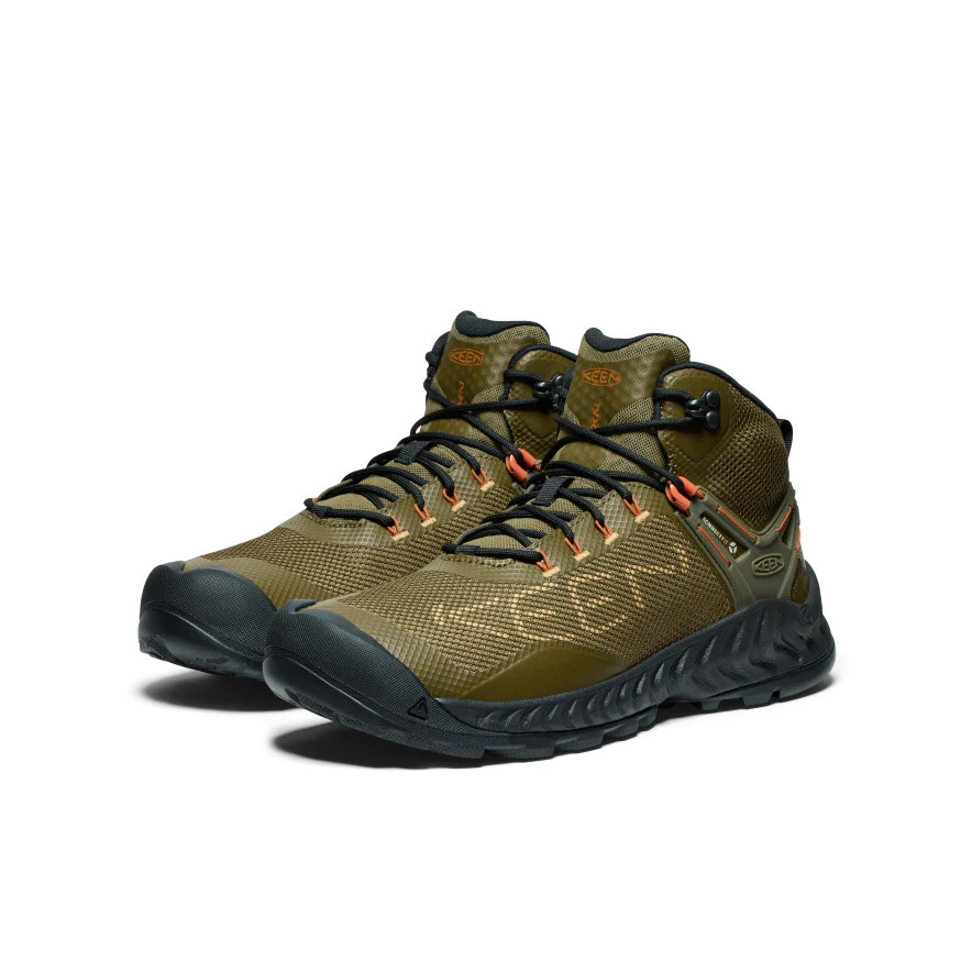 KEEN クライミングシューズ ブラウン/グリーン Keen Men's NXIS EVO Waterproof Boots On Sale - Best Price | BOTACH