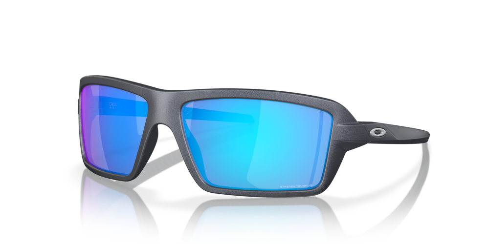 Oakley Cables Blue Steel Frame/Prizm Sapphire Lens Sunglasses On