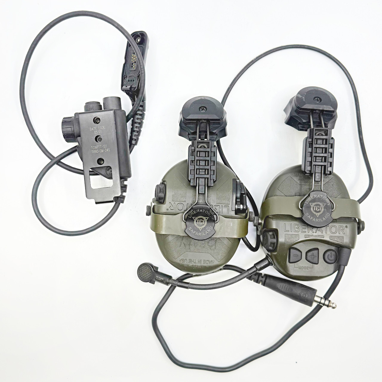 Safariland TCI Liberator IV Single Comm Tactical Headset + TCI PTT