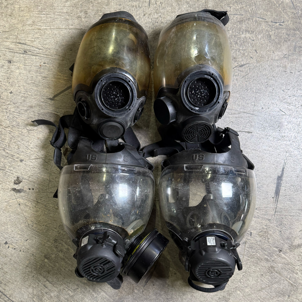 Lot of 4 pcs, MSA Millennium CBRN Gas Masks, Small, Police Trade