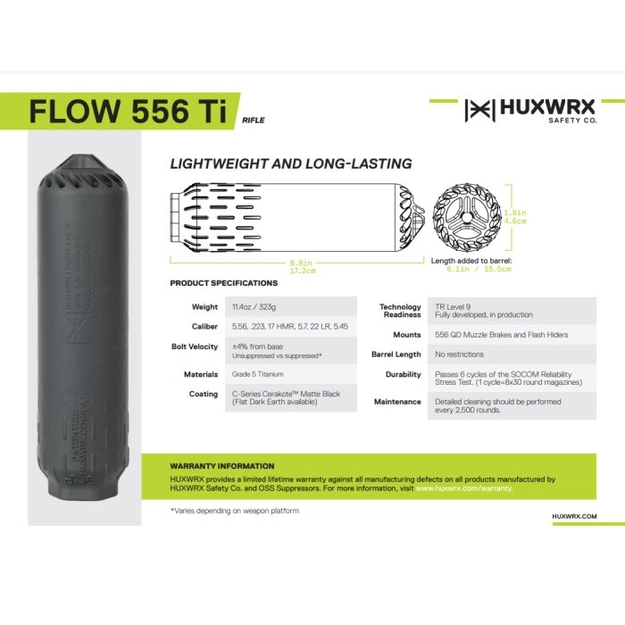 HUXWRX FLOW 556 Ti Suppressor, FDE