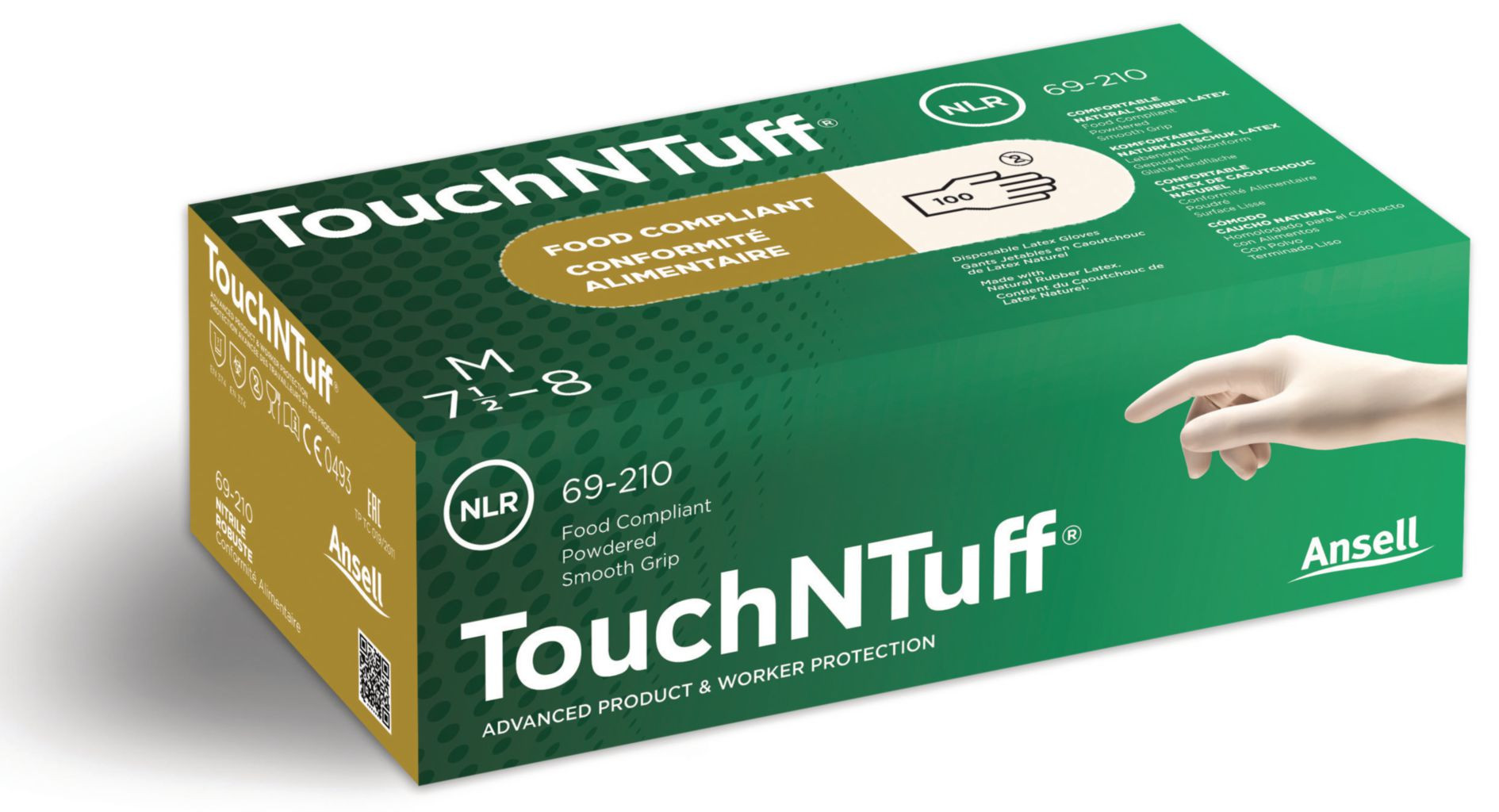Ansell TouchNTuff Disposable Latex Gloves Large 100 Pack Botach®