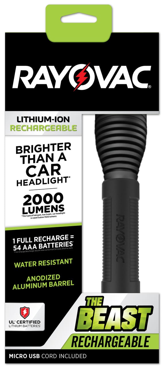 Rayovac The BEAST USB Rechargeable Lithium Flashlight 2000 Lumens