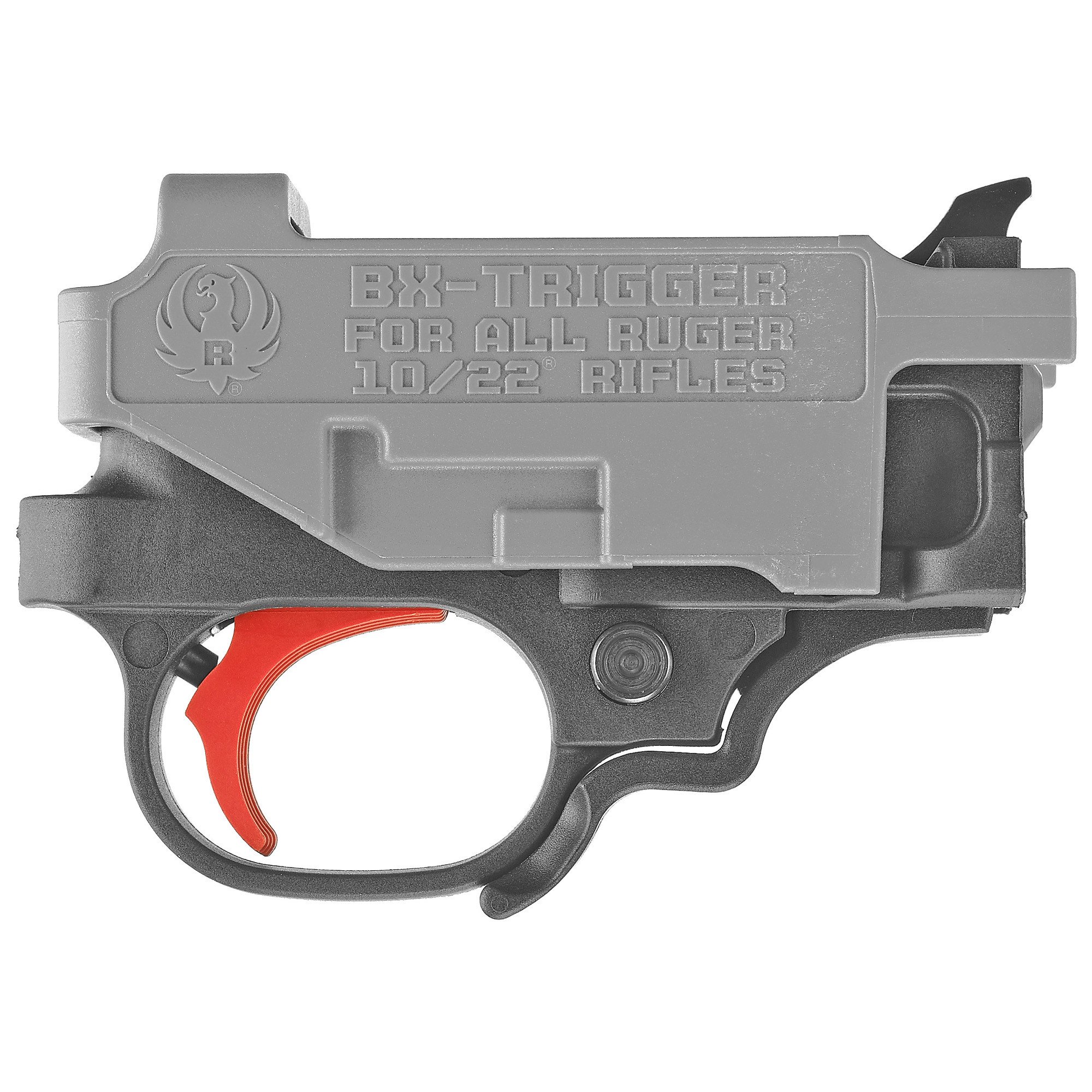 The BX-Trigger is a light, crisp, "drop-in" replacement trigger assembly that is compatible with all Ruger 10/22 rifles and 22 Charger pistols. The BX-Trigger is a Genuine Ruger Factory Accessory and is the perfect upgrade for all 10/22 rifles and 22 Charger pistol models because of the significantly reduced pull weight of approximately 2.75 lbs. The BX-Trigger is sold as a complete assembly that drops in to replace the existing trigger assembly.