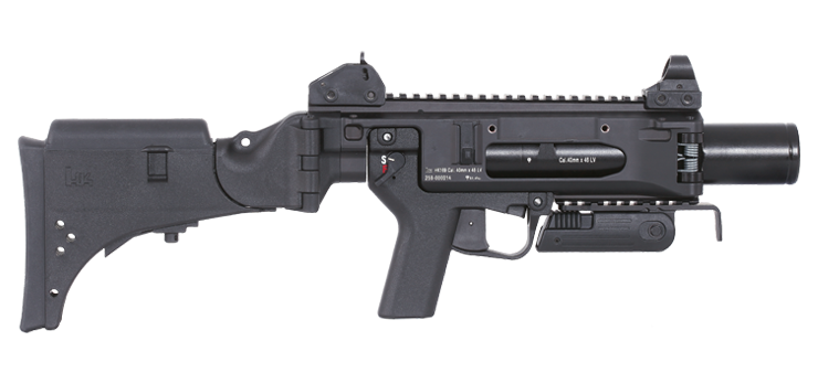 The HK169 was developed by Heckler & Koch as a state of the art successor of the well-known HK69 to meet all the requirements for modern warfare or law enforcement applications. The 40 mm LV stand alone grenade launcher is very effective against lightly armoured point and area targets at ranges up to 350 m. In its role as a less lethal launcher the HK169 is ideally suited for all types of law enforcement tasks.