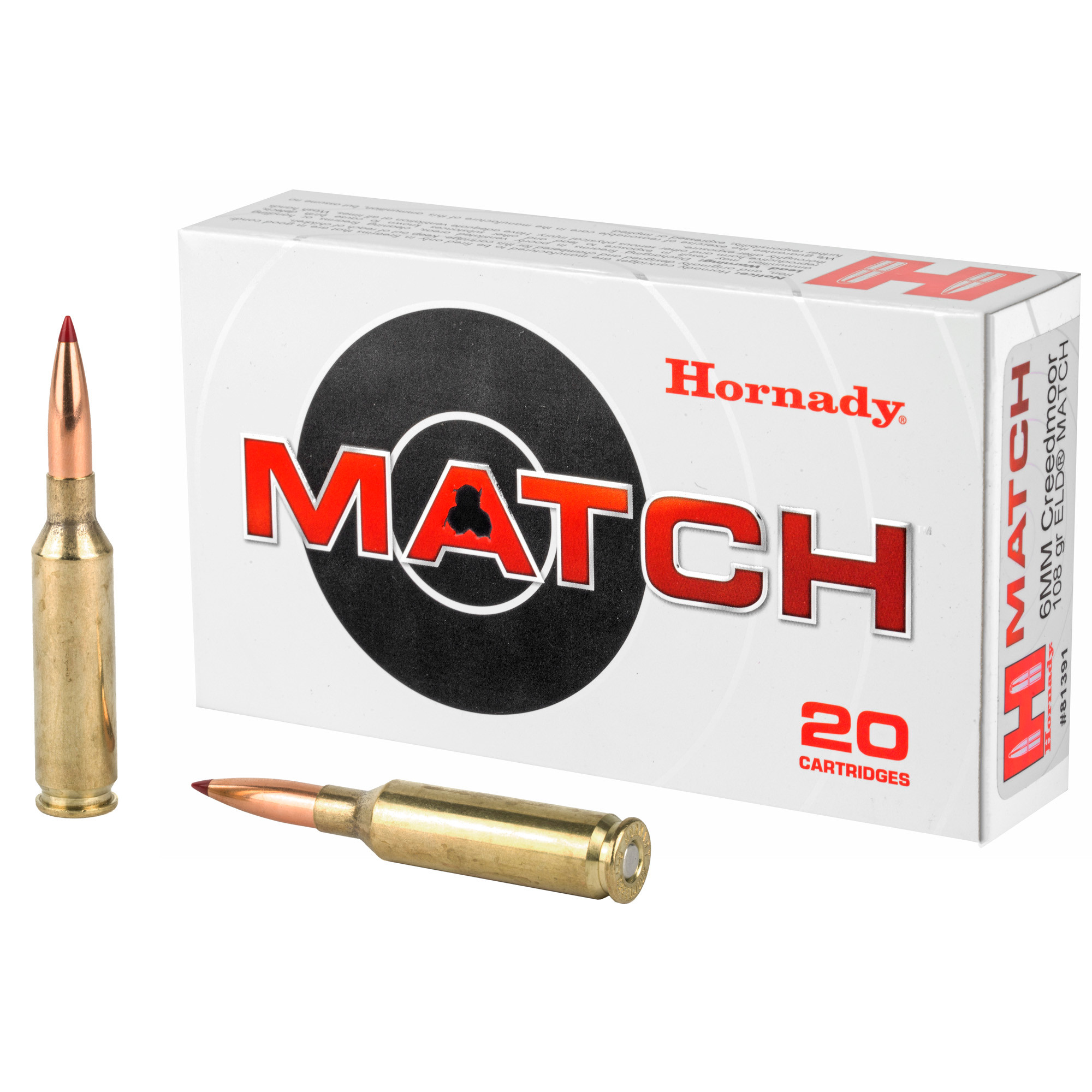 Hornady carefully selects every component to ensure uniformity, then loads to exacting specifications to provide pinpoint accuracy. Each cartridge is loaded with either Hornady(R) A-MAX(R) bullets, high-performance boattail hollow points, or the new, radically superior ELD(R) Match bullets. Stringent quality control ensures proper bullet seating, consistent charges and pressures, optimal velocity, consistent overall length and repeatable accuracy.