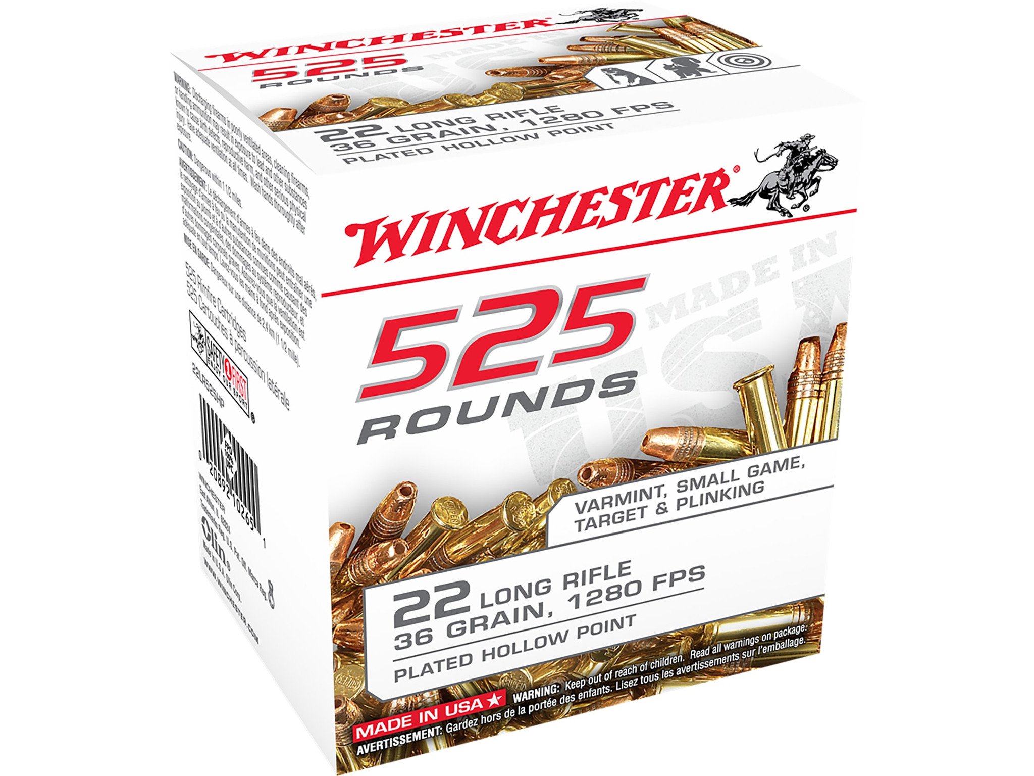 Winchester bulk ammunition is perfect for the value minded shooter. Featuring Winchester's fastest 22 Long Rifle copper plated 36-grain lead hollow point bullet that achieves a muzzle velocity of 1280 fps. This highly accurate and consistent bullet is ideal for target shooting or for small game and varmints.