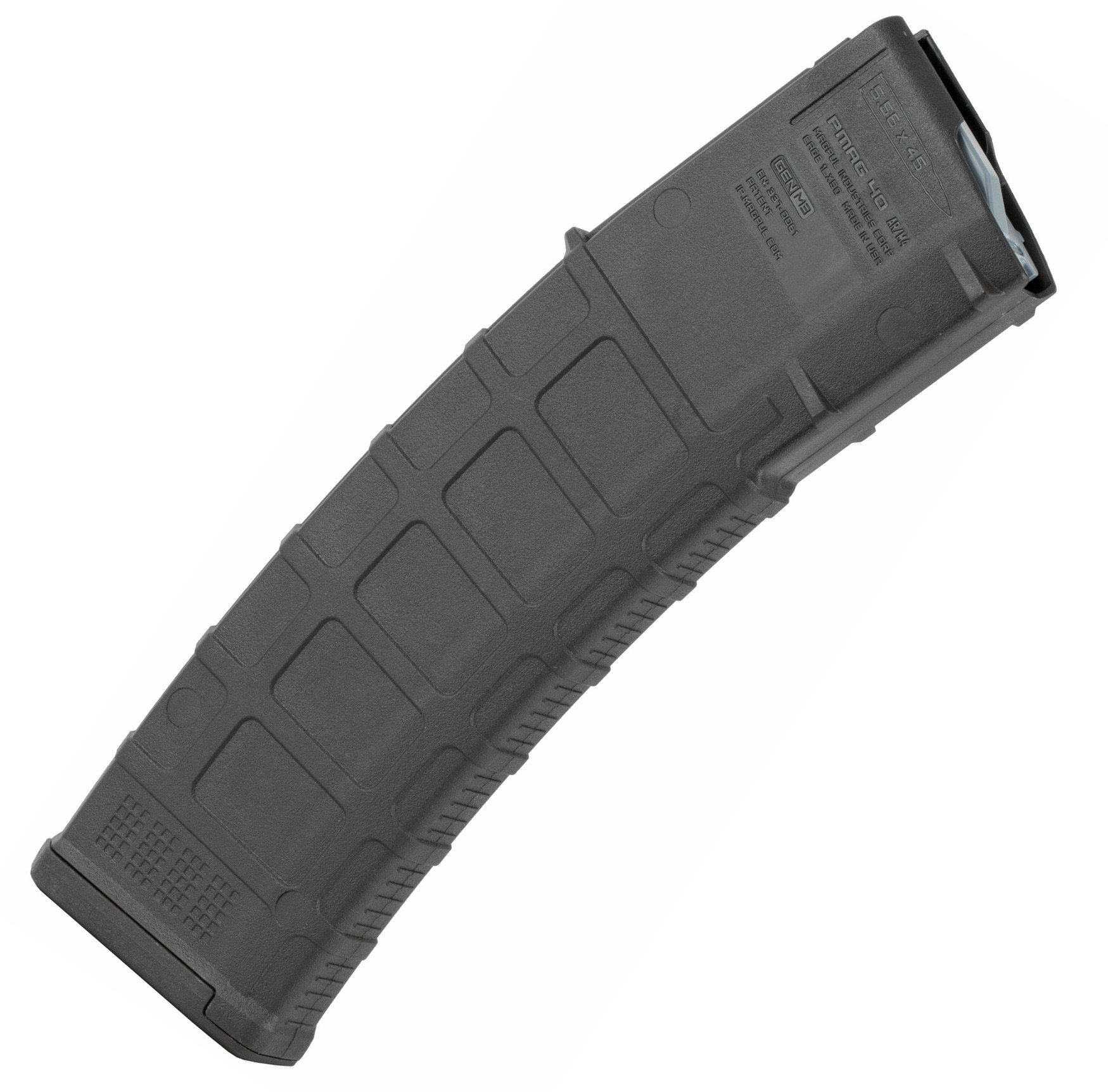 The next-generation PMAG 40 GEN M3 is a 40-round 5.56x45 NATO (.223 Remington) polymer magazine for AR15/M4 compatible weapons. Along with expanded feature set and compatibility, the GEN M3 incorporates new material technology and manufacturing processes for enhanced strength, durability, and reliability to exceed rigorous military performance specifications. While the GEN M3 is optimized for Colt-spec AR15/M4 platforms, modified internal and external geometry also permits operation with a range of additional weapons such as the HK(R) 416/MR556A1/M27 IAR, British SA-80, FN(R) SCAR(TM) MK 16/16S, and others.