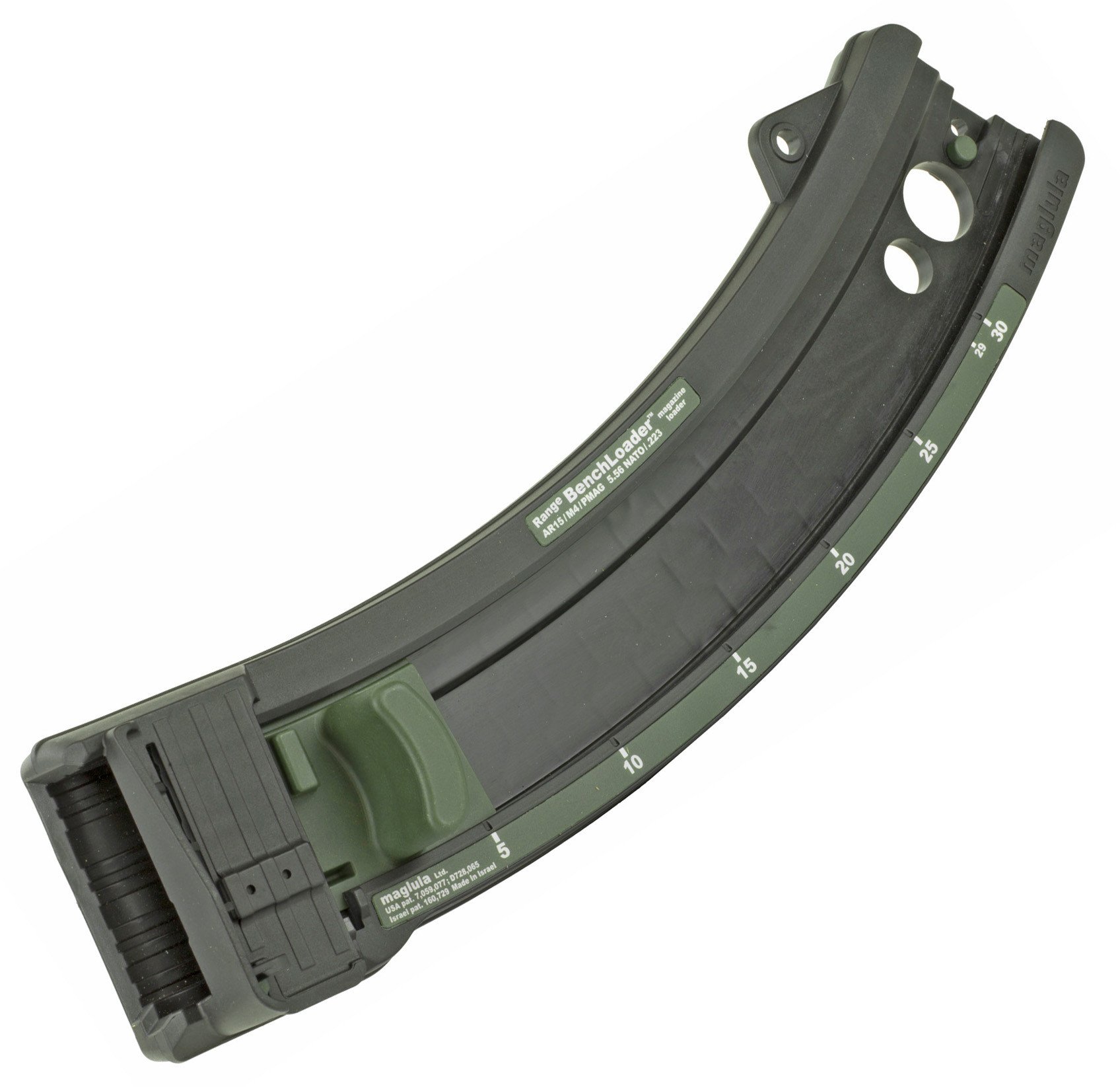 The new Range BenchLoader loader is heavy-duty industrial 5.56 x 45 / .223 cal magazine loader made to load a magazine in a single hand stroke. It is intended for daily loading of hundreds of magazines at shooting ranges and armories. It totally eliminates any fingers' pain and injury, shortens loading time, and keeps the magazines lips intact.