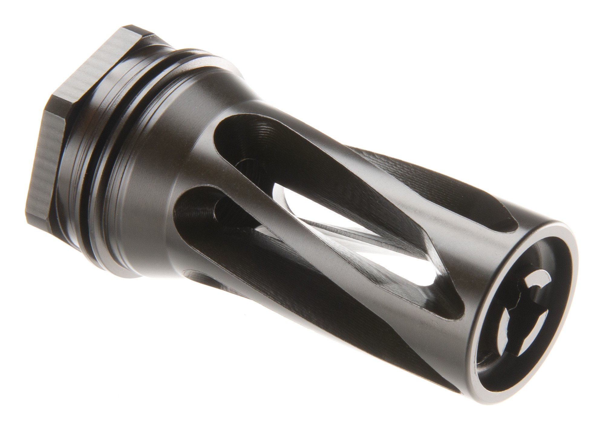 Flash Hider-QD is designed to mitigate flash with unsuppressed. Flash Hider-QD 556 (see 556 design in slide show) is compatible with HX-QD 556k, 556, 762, 762 Ti and Magnum Ti suppressors. Flash Hider-QD 762 (see 762 design in slide show) is compatible with HX-QD 762, 762 Ti and Magnum Ti suppressors.