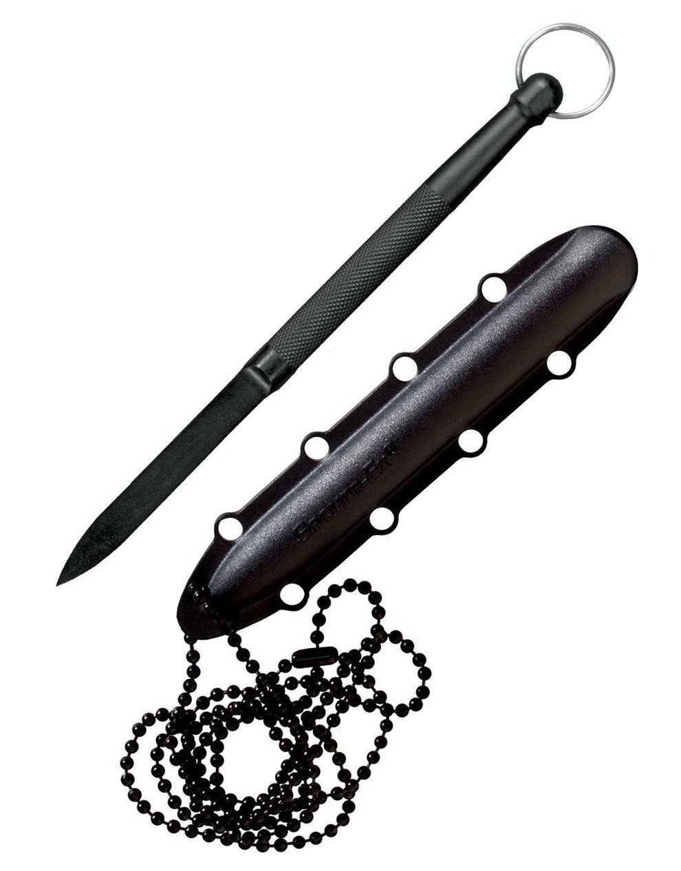 The Delta Dart is 8" long and 1/2" in diameter yet it weighs only 1/2 an ounce! Its comfortable handle is knurled for a positive grip and the butt is smooth and rounded, so it's perfect for both thumb and palm reinforced positions. The Delta Dart is made from Zytel, which is this super tough material that, when combined with the Dart's sharp point and triangular cross section, accounts for its phenomenal piercing power.