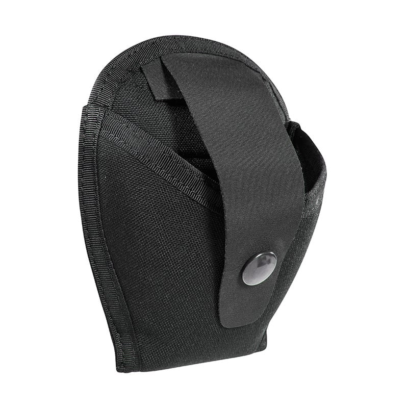 The Tasmanian Tiger Cuff Case Open MK II is an open top design to be used on a belt holster for handcuffs. The handcuffs are secured by a flap with a snap fastener. There is small pocket for the key. The Cuff Case Open MK II fits belts up to 2.15in/55mm width with a hook-and-loop closure. (BELT NOT INCLUDED)


