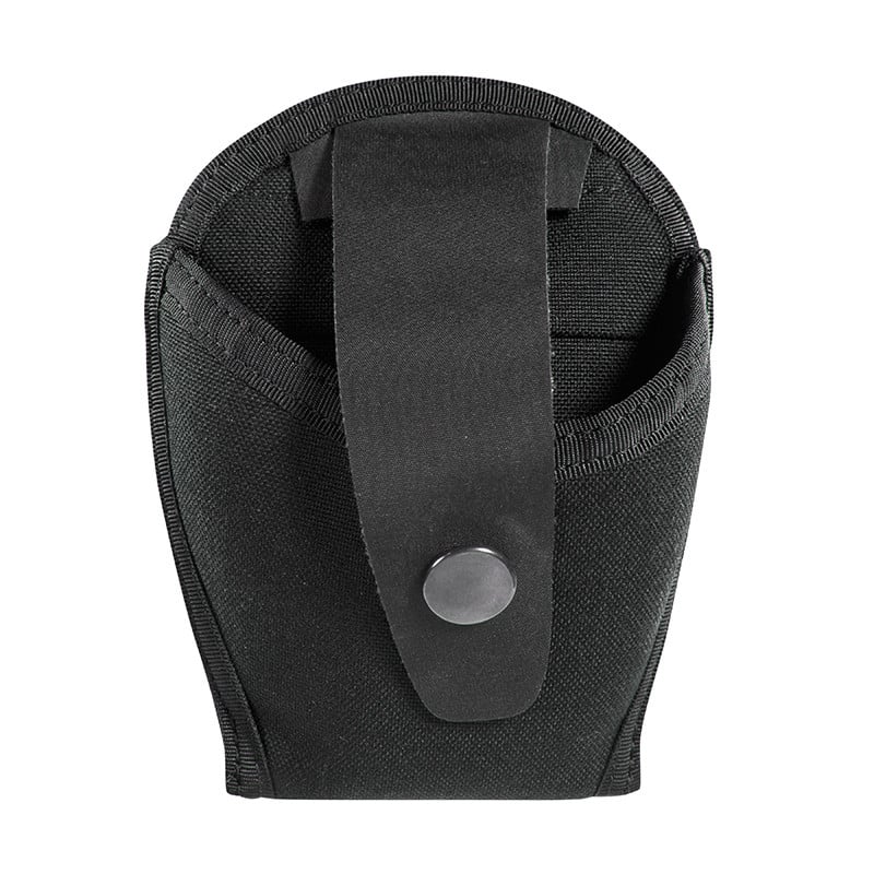 The Tasmanian Tiger Cuff Case Open MK II is an open top design to be used on a belt holster for handcuffs. The handcuffs are secured by a flap with a snap fastener. There is small pocket for the key. The Cuff Case Open MK II fits belts up to 2.15in/55mm width with a hook-and-loop closure. (BELT NOT INCLUDED)

