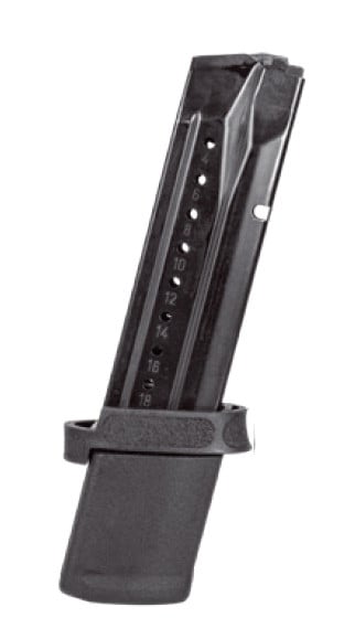 Specifically designed for use with the Smith & Wesson M&P FPC pistol-caliber carbine the Smith & Wesson M&P9 9mm 23-Round Magazine with Adapter is a genuine S&W factory magazine, designed to deliver exceptional service and consistent operation in any target shooting or training application..
Specifically designed for use with the new Smith & Wesson M&P FPC pistol-caliber carbine the Smith & Wesson M&P9 9mm 23-Round Magazine with Adapter is a genuine S&W factory magazine, designed to deliver exceptional service and consistent operation in any target shooting or training application. Featuring a durable stainless-steel body with a corrosion-resistant finish and a polymer adapter to ensure a flush fit and consistent service with your FPC rifle. The high-tensile steel spring and polymer follower ensure smooth, reliable feeding performance. Whats more, the precision-engineered design provides a sure fit for dependable, field-ready performance you can depend on, and the removable floor plate/adapter allows for quick disassembly when maintenance and cleaning are required