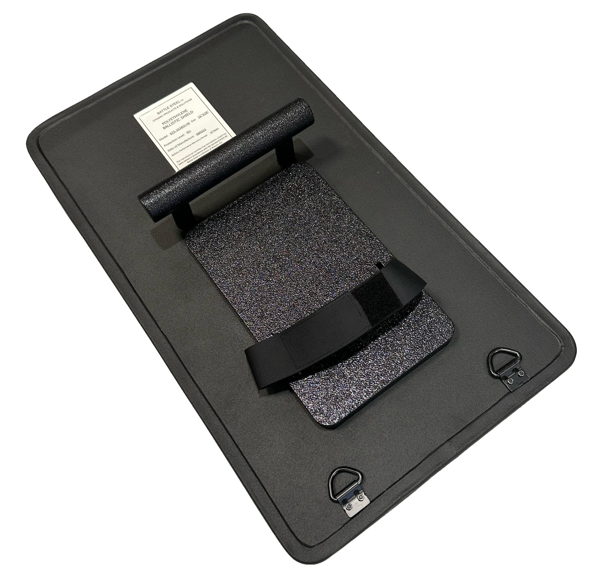 This product has been tested to meet NIJ level 3+ Special Threat Standards, and is capable of withstanding multiple hits from M855 5.56mm 62gr AP Green Tip and M80 7.62mm Ball. It is constructed with Silicon Carbide Ceramic and Polyethylene, and measures 16x28 with a thickness of 1". Additionally, it is coated with Polyurea and comes with a 10-year warranty from the date of sale, all at a weight of only 21 lbs.