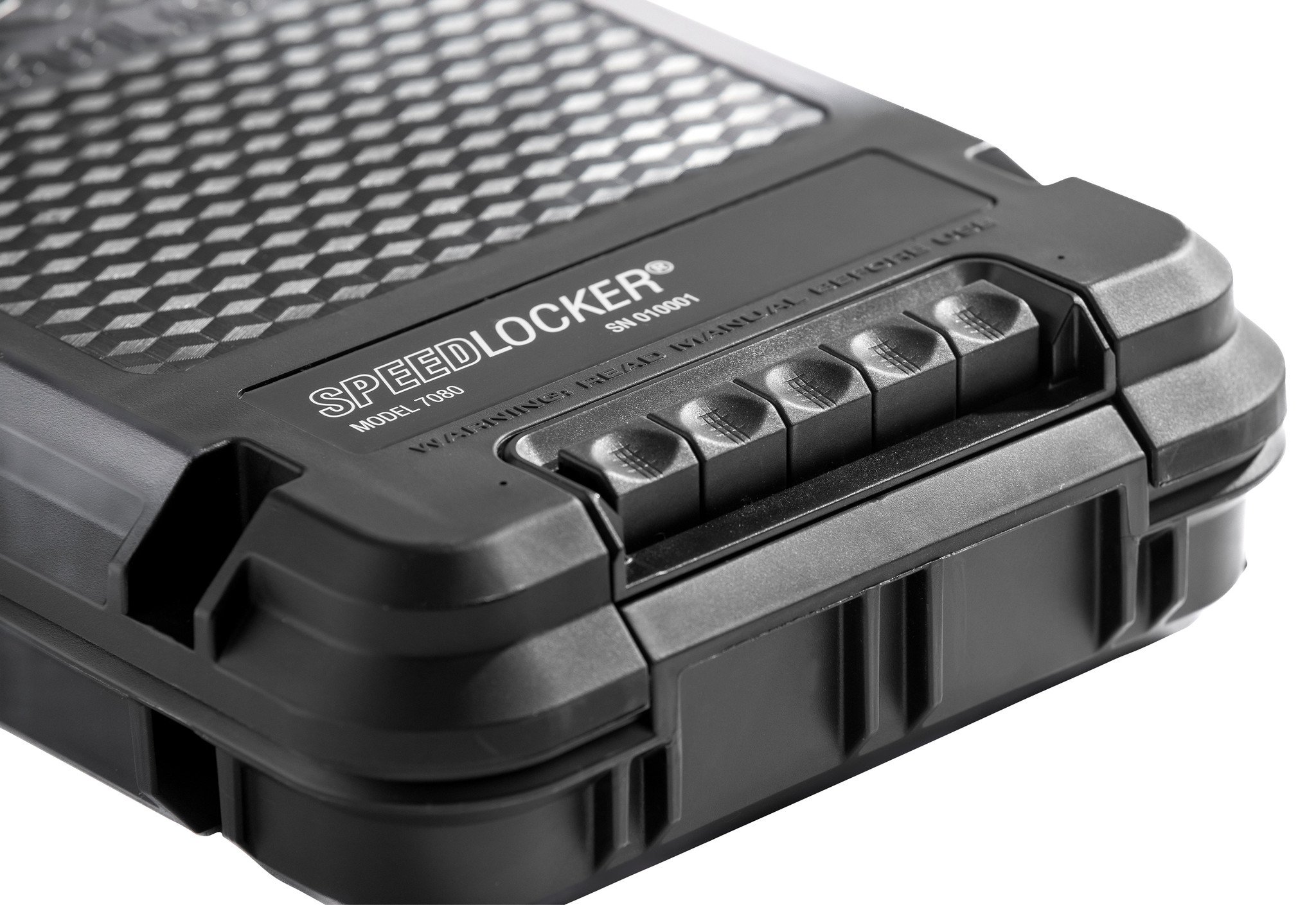 The Streamlight® SpeedLocker® Lockable Storage Container provides fast and direct access to your valuables while keeping them secured on the go or at home. A rugged and water-resistant polymer hard shell provides unmatched protection for your firearms and other high-value personal items like your phone, wallet, or keys, and the folding carry handle provides easy and comfortable carry when you're on the go. Plus, pre-drilled mounting holes make securing this container in a closet or your bedside table easy. The mechanical keypad offers fast, direct access with no electronics involved and boasts 31 user-programmable lock combinations to keep your stuff secure. What's more, the included padlock makes this storage container the perfect choice for air travel. No batteries are required and compatible with most compact firearm models. Backed by a limited lifetime warranty. 12.4"L x 8.2"W x 2.8"D. Order now!