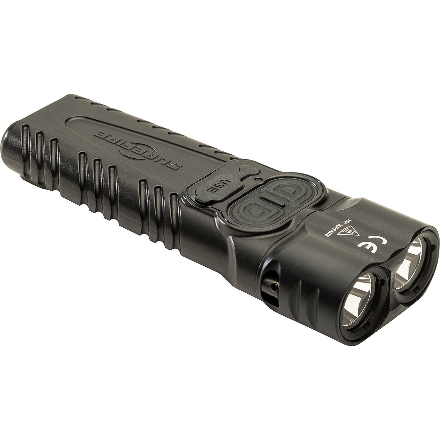 Updated from previous versions with two LEDs for a long, high-intensity throw, the Stiletto Pro II Multi-Output Rechargeable Pocket Flashlight from Surefire rides comfortably in a pocket and presents a wide range of lighting options. Dual side push-button side switches provide access to outputs of 1500, 500, or 25 lumens, with runtimes of 1, 1.5, and 23.5 hours, respectively. The tactical tail switch takes you straight to high power. Made of anodized aluminum, the Stiletto Pro II charges via USB-C.