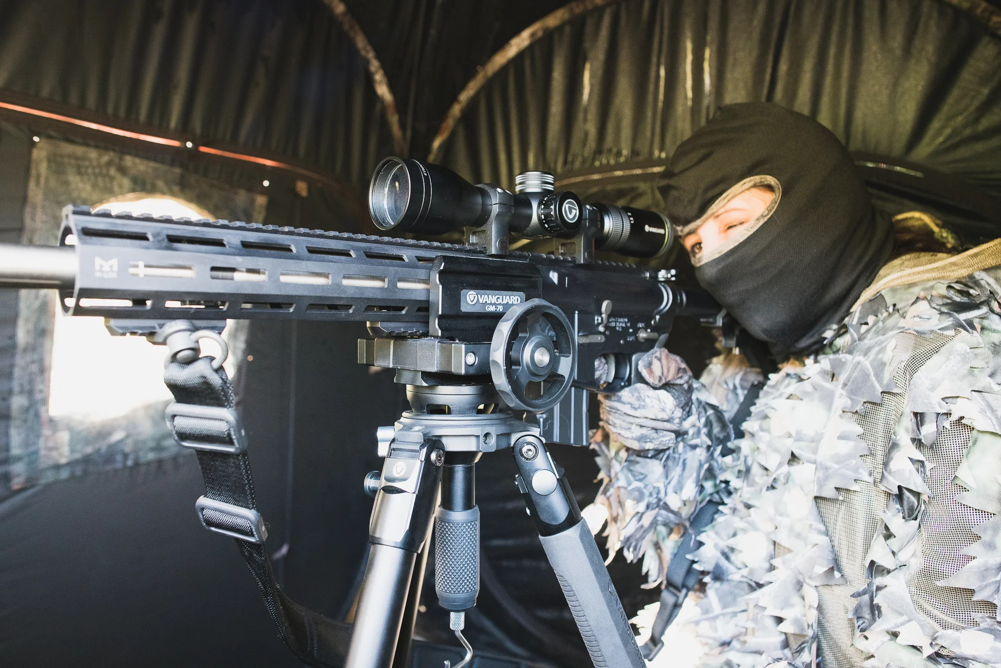 Endeavor series shooting tripods are built for the field or blind, helping you stay steady at all distances, from short-range shots to long-range precision shooting. Constructed using advanced CNC engineering for maximum precision and quality, these tripods are available in a choice of carbon or aluminum as well as a selection of removable or fixed canopies. The Endeavor GM-70 gun or crossbow mount reduces your load and helps you stay steady over extended time. Opening up to 70mm wide, this clamping head offers a secure grip for your rifle or crossbow, while a rubber lining inside the grip walls protects your piece from scratching. Weighing only 1.8 lbs., the GM-70 mount packs a lot of grip power without becoming a packing burden. When a simple shooting stick won’t do – when you really need maximum support for your firearm in the field or on the range – you can rely on Vanguard’s Endeavor L series to come through.