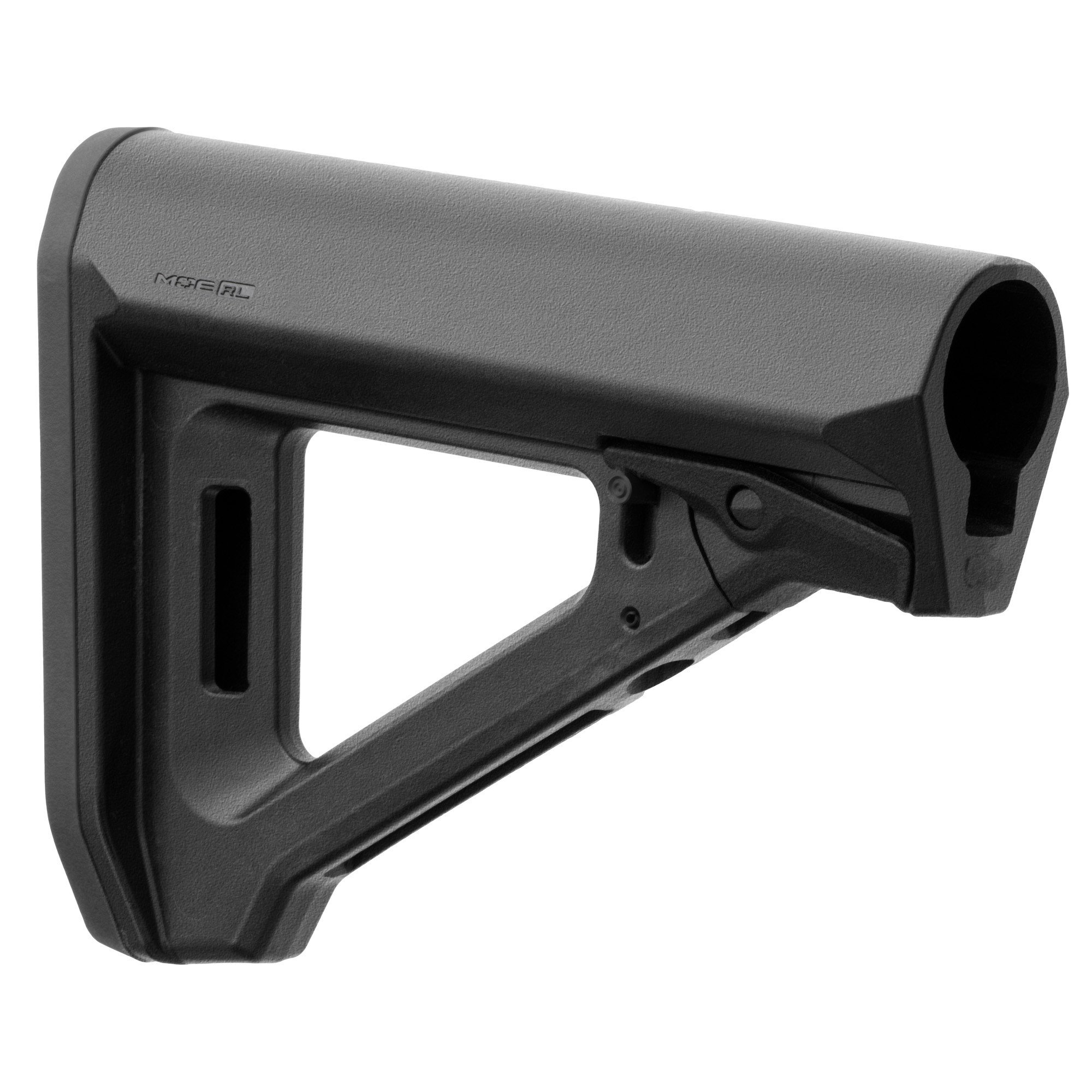 The MOE RL (Reversed Lever) Carbine Stock is a streamlined, A-frame design that replaces OEM stocks and provides clean aesthetics and ease of use. The easily accessible, unobtrusive, reversed adjustment lever is inset into the front of the stock, allowing the stock’s length of pull to be adjusted in overall length from 10.7ʺ to 14ʺ*. The stock also offers a slightly increased cheek-weld area for enhanced shooter comfort. Combining these two aspects of the MOE RL Carbine stock allows shooters to adjust the LOP on the fly if necessary while maintaining a positive check weld; this keeps the shooter locked into the gun and promotes continued situational awareness.

To further increase shooter comfort, the MOE RL Stock is compatible with the MOE SL® Enhanced Rubber Butt-Pad so shooters can use the recoil pad that best fits their circumstances. For sling attachment, the RL includes ambidextrous M-LOK® slots in the rear of the stock that function as a footman’s loop or a space to attach one or two M-LOK QD Sling Mounts.

Made in the USA.