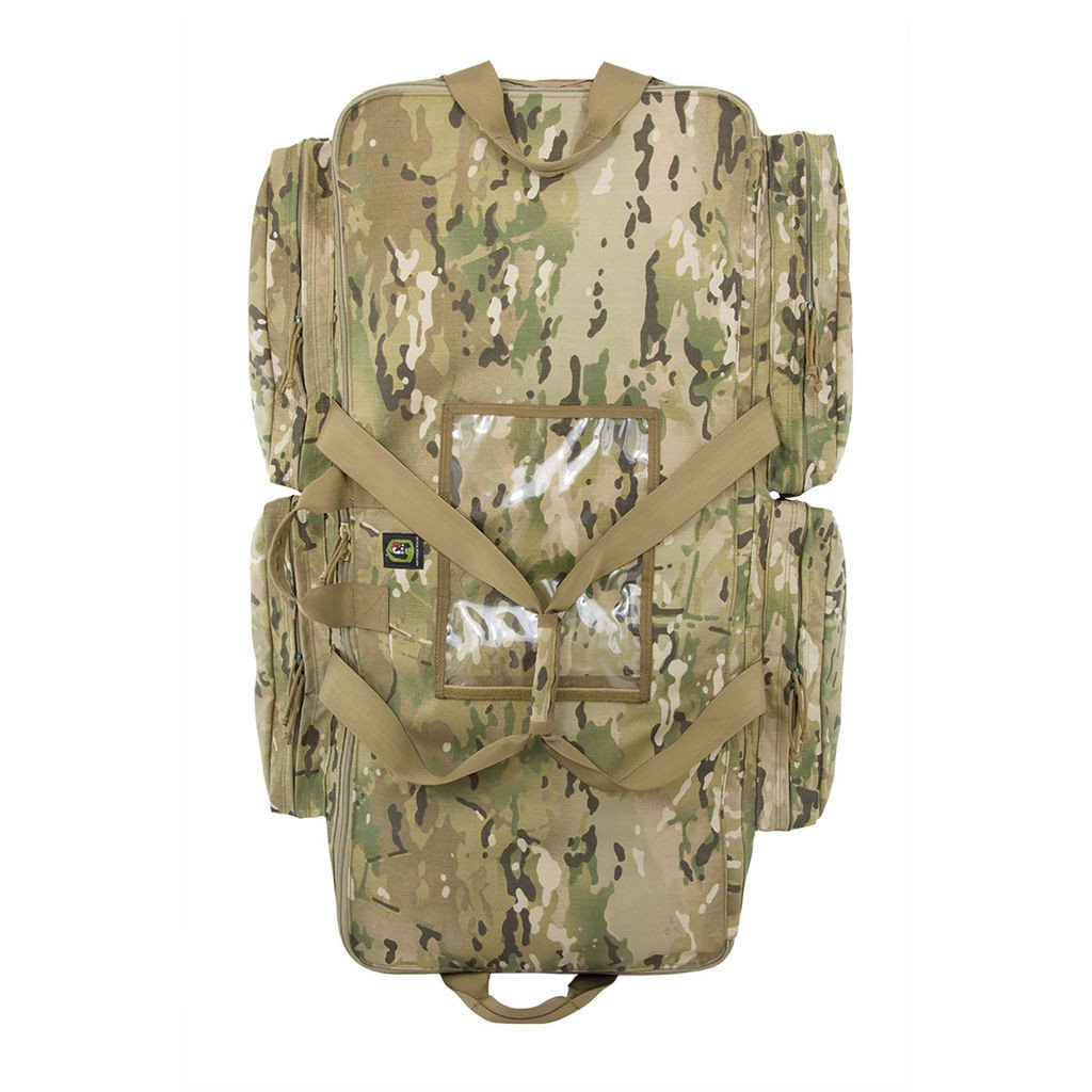 TAG’s® Advanced Loadout Bag is the largest and one of the most sophisticated pieces of gear TAG manufactures. Built from the ground up and designed for large gear load outs needed for overseas deployments. TAG’s Advanced Loadout Bag is made with 1000 denier fabric for durability, water repellent, and abrasion resistance. Inside the bag there are 5 tear out bags that have hook and loop attachments so they can be stuck in place with in the bag. 2 large bags attach to the fl oor of the bag and 3 small ones that Velcro® to the back wall of the bag.

