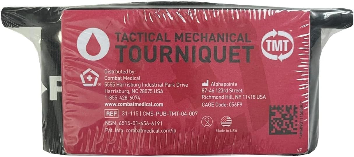 The TMT, Tactical Mechanical Tourniquet, One Handed Application Combat Ready Tourniquet by Safeguard Medical. Made in The USA. The Tactical Mechanical Tourniquet (TMT) is a hemorrhage control device specifically designed for massive hemorrhage control of an extremity.  Using lessons learned from the battlefield, the TMT is designed to ensure ease of application, definitively control hemorrhage and eliminate the current &quot;percentage of failure&quot; rates.  Taught as a self-aid/buddy-aid task, the TMT requires minimal training to instantly treat life-threatening hemorrhage of an extremity.