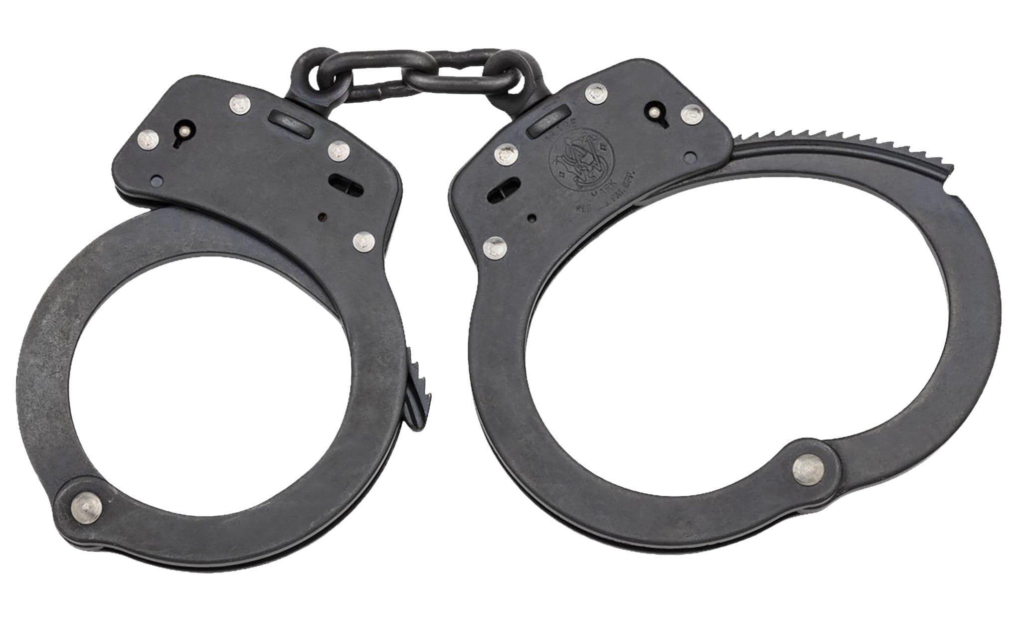 Over the years, the original Model 100 series Smith and Wesson handcuffs have become a standard piece of police equipment for many law enforcement agencies. Smith and Wesson supply the finest quality handcuffs to police worldwide. These Smith and Wesson handcuffs are made with heat treated internal lockworks, featuring smooth ratchets for swift cuffing and double locks to prevent tampering. Smith and Wesson handcuffs meet or exceed demanding US National Institute of Justice tests for workmanship, strength, corrosion and tamper resistance.