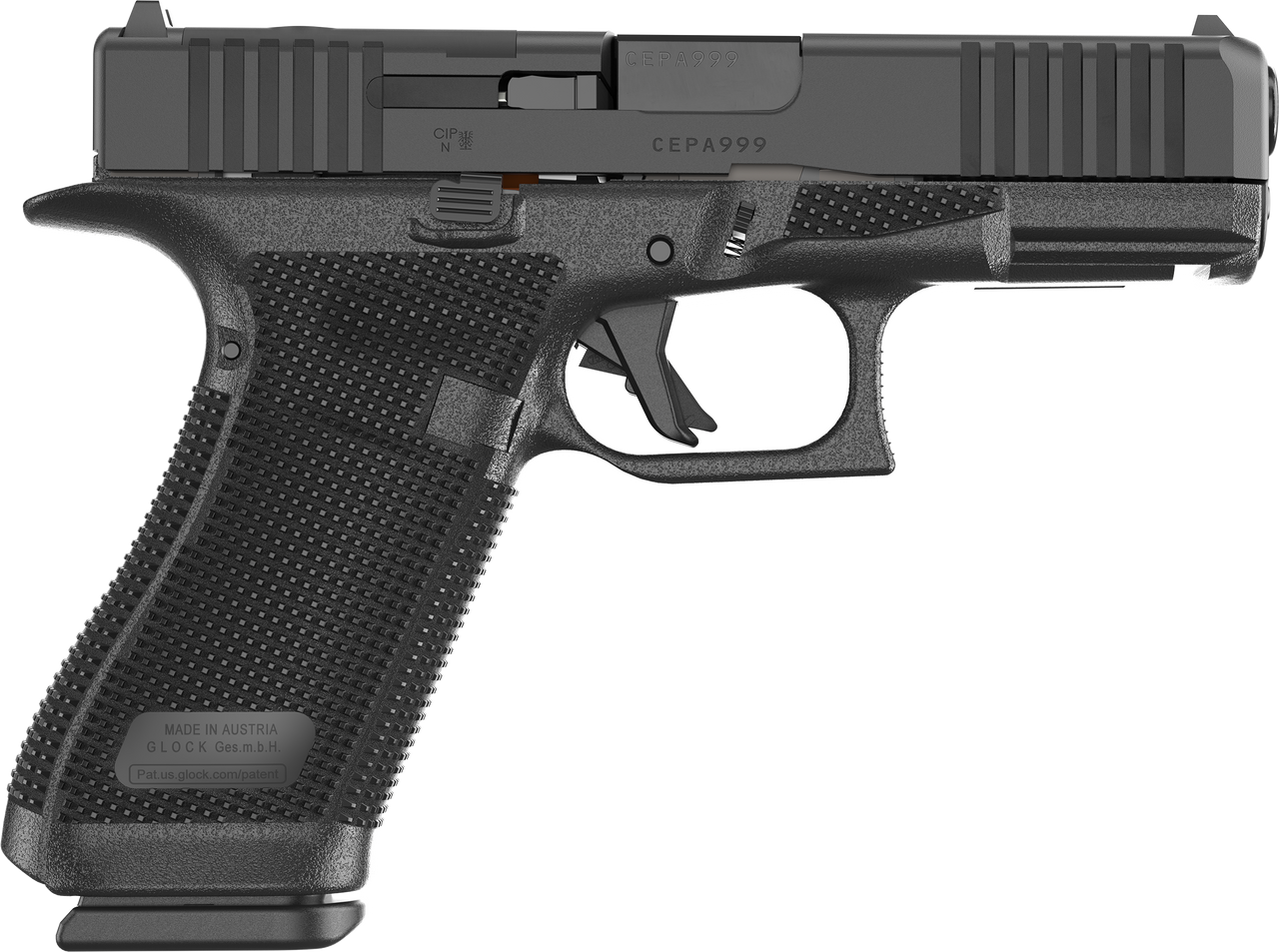 Glock P64550201 G45 Gen6 Crossover Frame 9mm Luger 10+1 4.02" Black GMB Barrel, Black nDLC Steel Optic Ready/Serrated Slide, Black Polymer Frame w/Accessory Rail, Interchangeable Backstrap Grip. The 6th Generation of Glock pistols delivers enhanced ergonomics for increased usability and comfort with a unique optic ready system. The Gen6 pistols features an optic ready system; ergonomic frame with palm swell; extended thumb rest; enlarged beavertail; slide serrations are angled deeper into the slide to make the surface engagement more tactile for slide manipulations; grip texture combines 2 textures into one to create the perfect blend of performance and comfort on an extended surface area; flat faced trigger design comes standard and maintains the Safe Action System for uncompromising safety and reliability. The undercut trigger guard and the reduced distance from the frame to the trigger allows for a higher grip and easier reach for a variety of users. Includes three optic plates that allow various optics to be screwed directly into the slide.