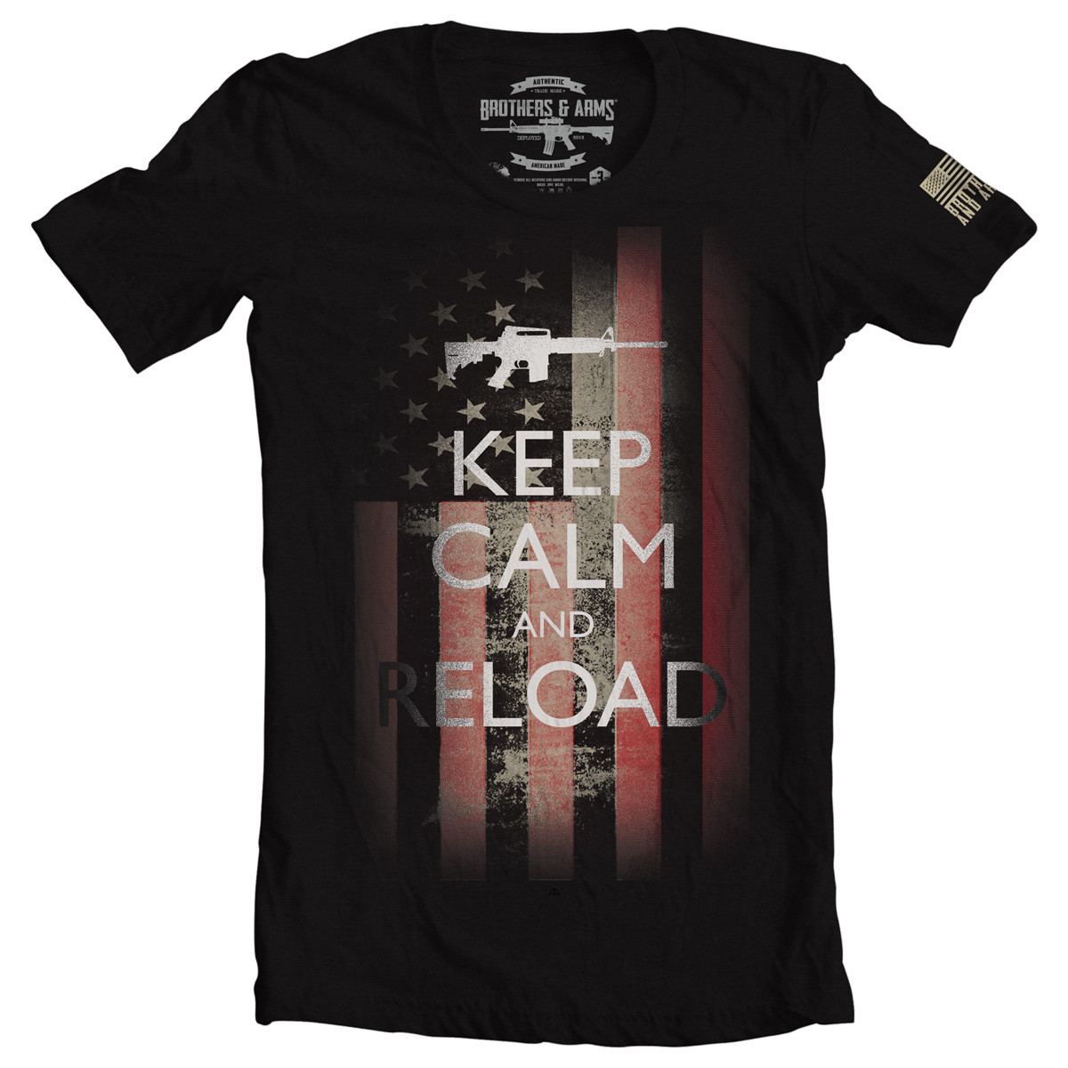 Brothers & Arms USA 100 RingSpun Cotton Keep Calm TShirt, Black