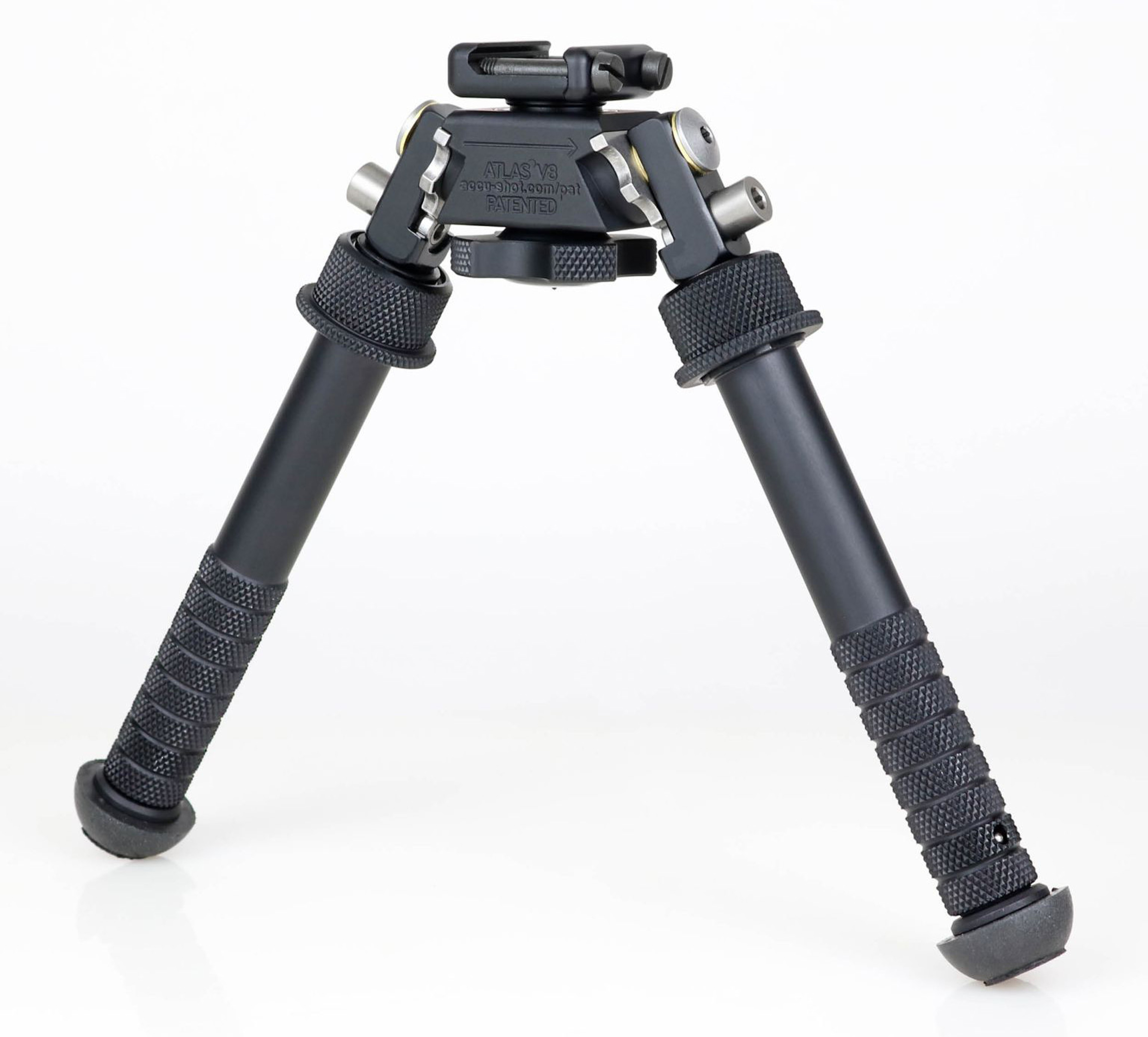 The BT10 V8 Atlas Bipod mounts directly to any 1913 style Picatinny rail via a low profile two screw clamp assembly.

It is comprised of 6061-T6 aluminum that is Mil-Spec Type III hard coat anodized and have heat treated stainless steel components. Available in black only.