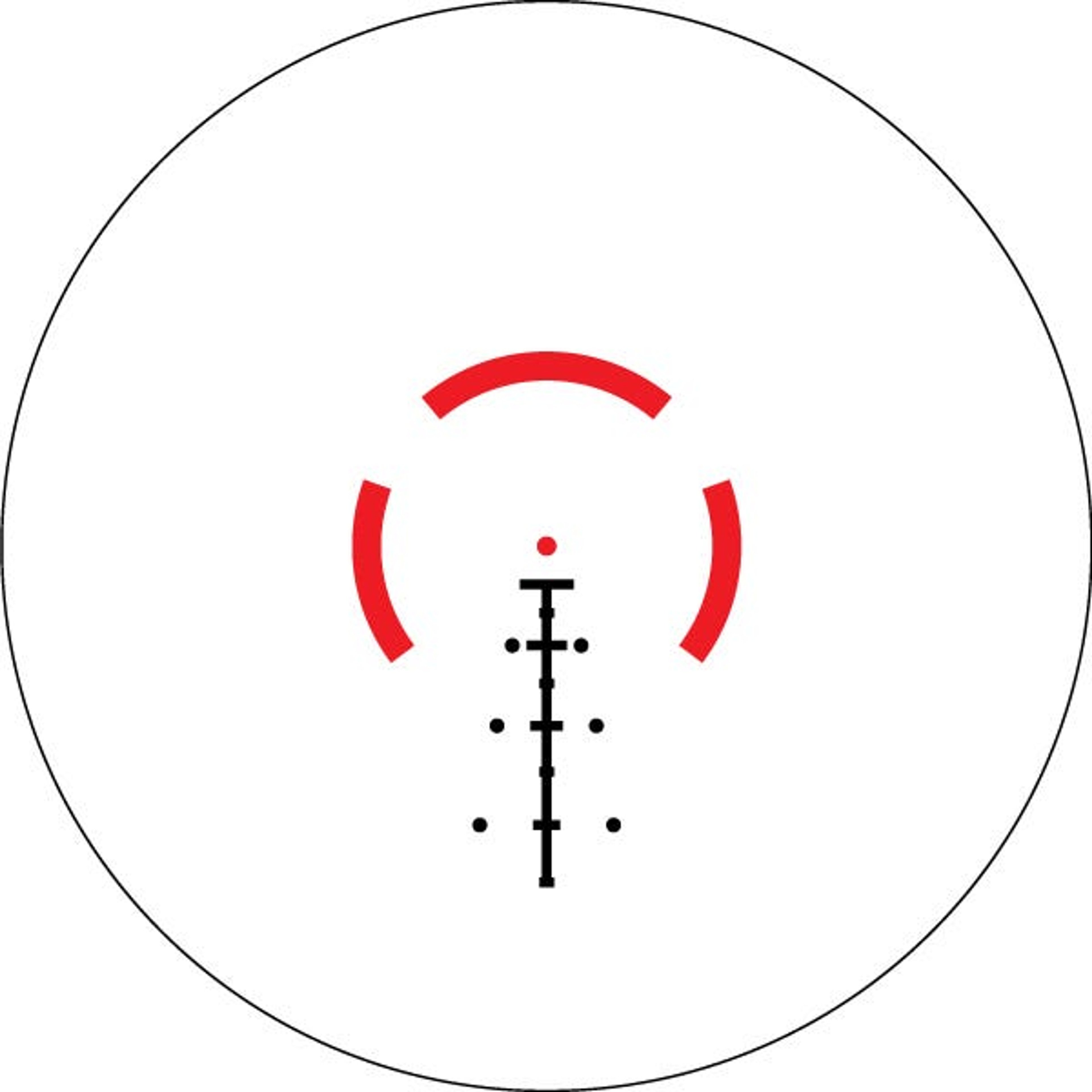 AR-BDC4 Reticle
This BDC reticle is built to get the most out of the 5.56 cartridge in your AR, providing both rapid target acquisition and the tools for holdovers out to 650 yards.