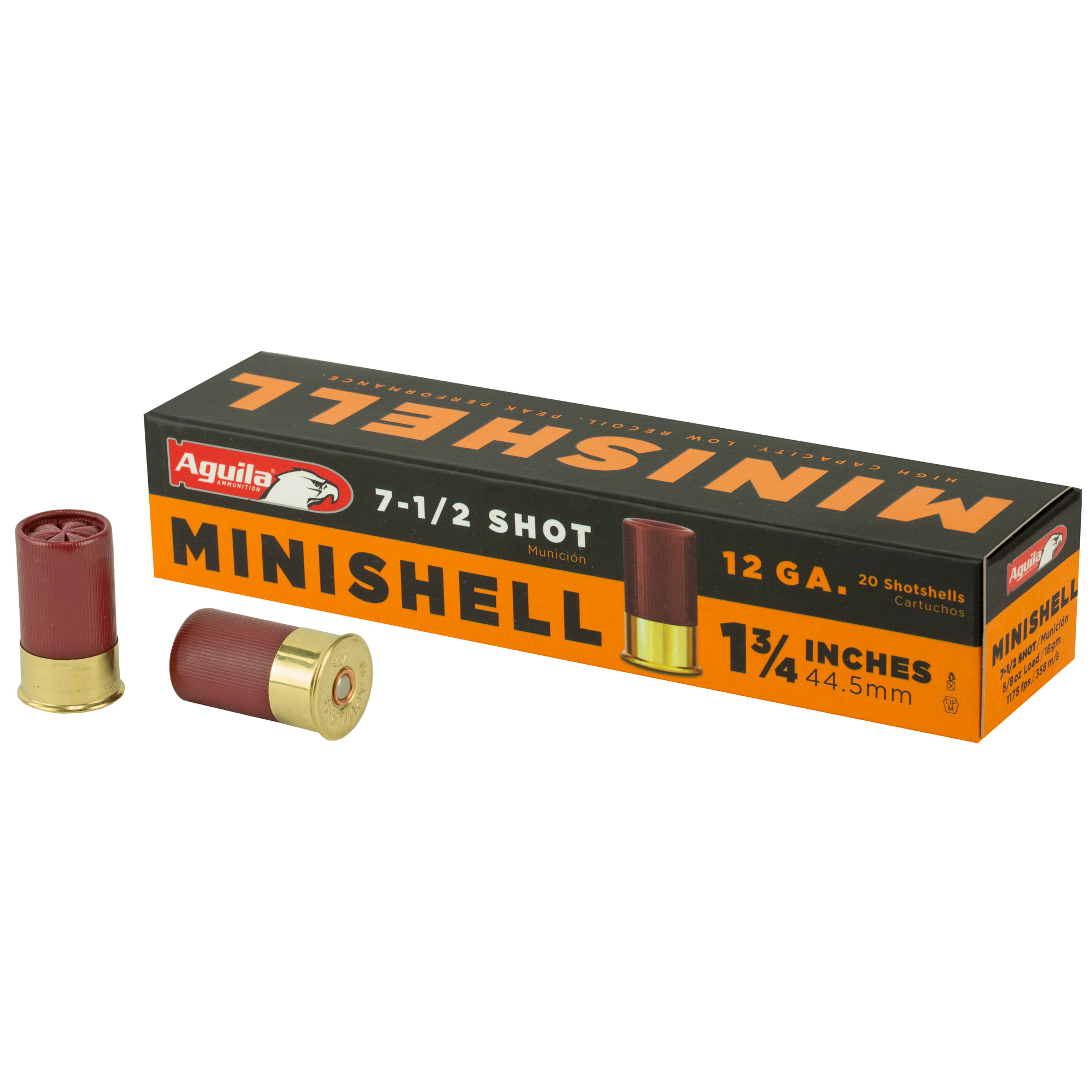 Aguila Minishell shotshells are only 1-3/4" long, and greatly increase the capacity of pump-action shotguns. Perfect for use as low-recoil ammunition for single-shot or double guns as well. The perfect option for anyone new to competition clay shooting, mini-shotshells offer less recoil and a quiet report. Ideal for recoil-sensitive shooters.